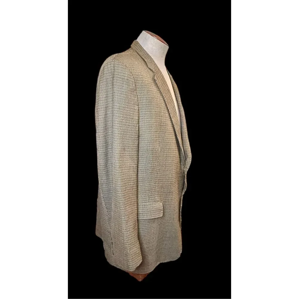 Hart Schaffner Marx 48R Wool Brown Black Sport Coat Blazer Houndstooth